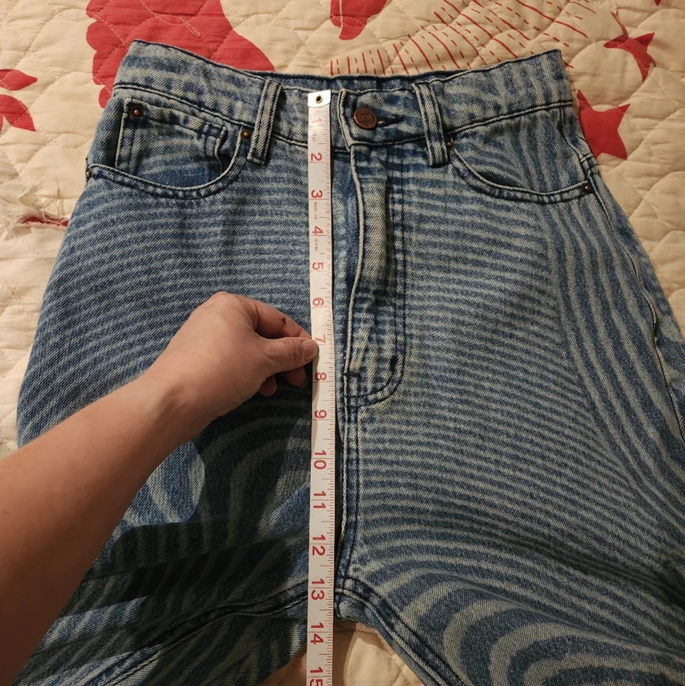 Urban Outfitters BDG RIH Extreme Baggy Pyschodelic Blue Striped Jeans Size 25 - Picture 11 of 13